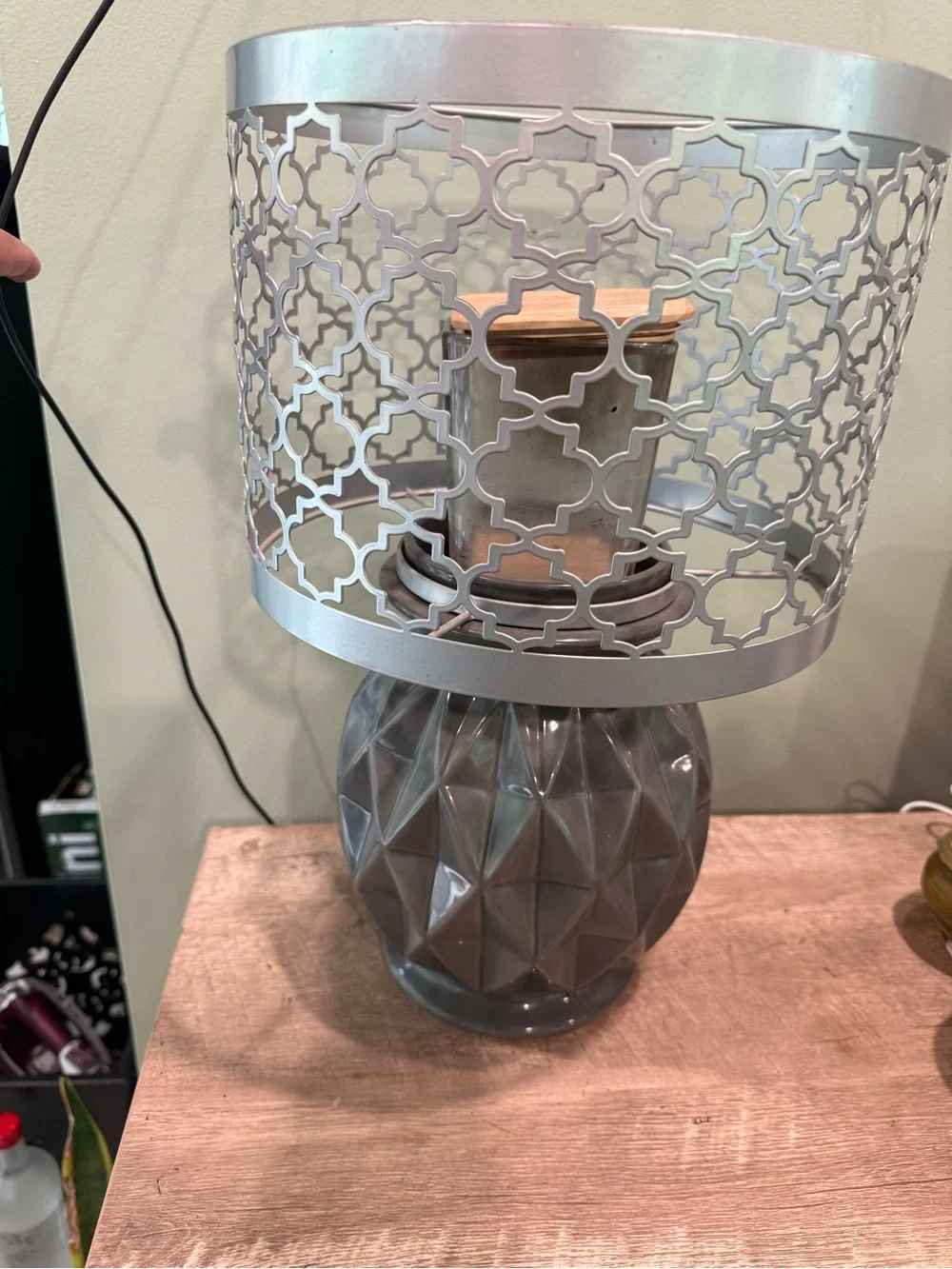 Yankee Candle Silver Gray Decorative Candle Holder Lamp